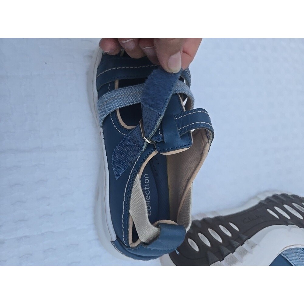Clarks Teagan Step Leather Walking Sandal Blue Grey Women's Size 8.5M - Picture 7 of 9